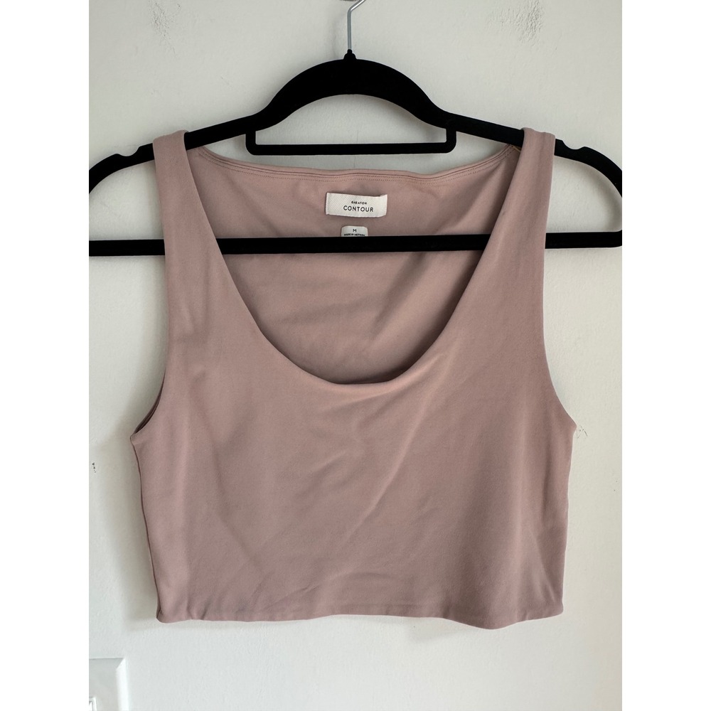 Babaton Contour Scoopneck Cropped Tank Top Blush Pink Cream Medium Aritzia